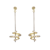 Acrobat long drop earrings in 18ct gold by Sarah Herriot.