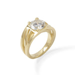 18ct gold crane ring with clients diamond by Sarah Herriot.