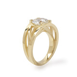 18ct gold crane ring with clients diamond by Sarah Herriot.