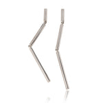 Jointed bamboo earrings in silver by Sarah Herriot.