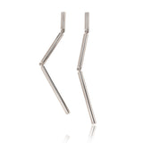 Jointed bamboo earrings in silver by Sarah Herriot.