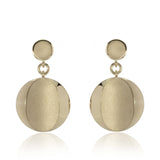 Cats eye earrings in 9ct gold with sandblasted centre by Sarah Herriot.