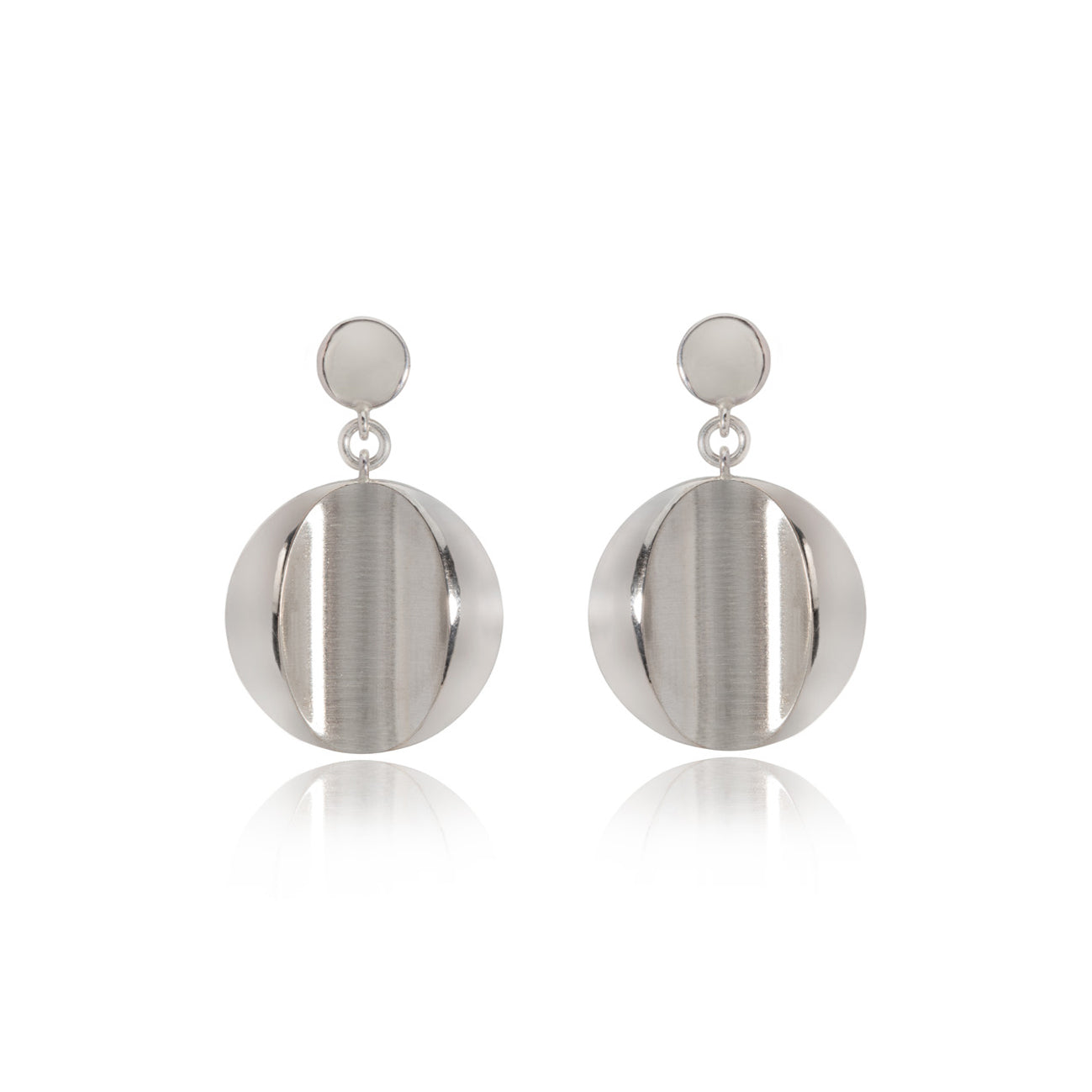 Cats eye earrings in silver bu Sarah Herriot.