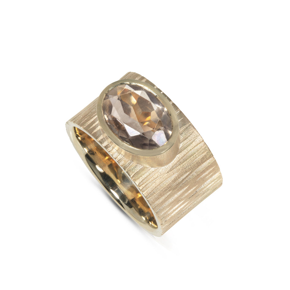 9ct gold ring, clients own gemstone by Sarah Herriot.