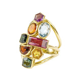 Cocktail ring in 18ct gold with clients own gemstones by Sarah Herriot.