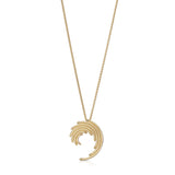 Corryvreckan necklace with a swirl of gold lines in 18ct yellow gold and a deep textured finish. A design based on the infamous whirlpool between the isles of Jura and Scarba off the west coast of Scotland. Corryvrackan pendant by Sarah Herriot.