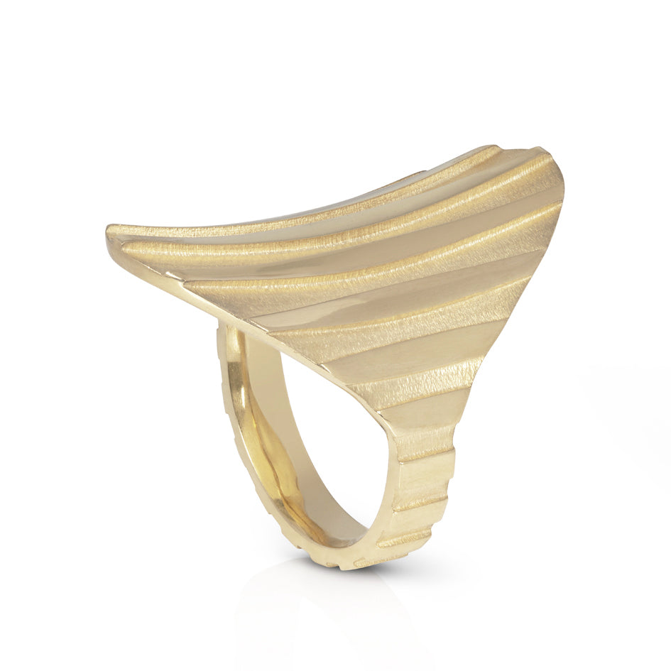 18ct gold corset ring by Sarah Herriot.