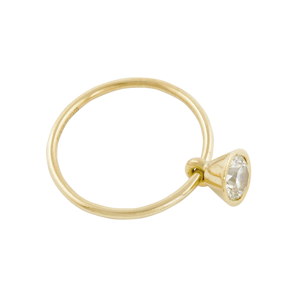 Comission ring in 18ct gold with clients own diamond by Sarah Herriot.