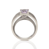 Crane ring in platinum with cushion lavender spinel by Sarah Herriot.