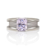 Crane ring in platinum with cushion lavender spinel by Sarah Herriot.