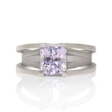 Crane ring in platinum with cushion lavender spinel by Sarah Herriot.