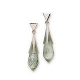 Commission earring in silver with client own quartz drops by Sarah Herriot.