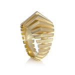 18ct gold ring based on desert sand dune forms with a modern twist.  Dune ring by Sarah Herriot.
