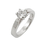 Engagement ring in platinum with round diamond by Sarah Herriot.