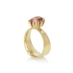 Flax ring in 18ct gold with oval apricot/pink tourmaline by Sarah Herriot.