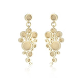 Galaxy earrings with sandblasted recesses in 18ct gold by Sarah Herriot.