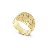 Galaxy ring is an elegant construction using circle motif in 18ct gold. Galaxy ring by Sarah Herriot.
