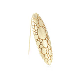 Galaxy brooch is an elegant construction using circle motif in 18ct gold. Sarah's imagining of the night sky, packed full of stars, as it was in her childhood in new zealand. Galaxy brooch by Sarah Herriot.