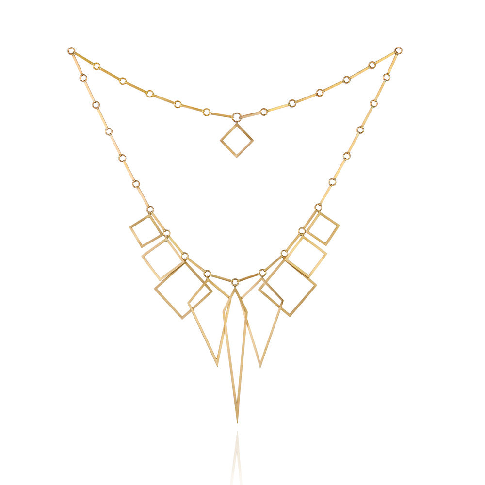 Graphic diamond neckpiece in 18ct gold by Sarah Herriot.