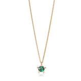 Green tourmaline splice collet 5 claw pendant in 18ct gold by Sarah Herriot.