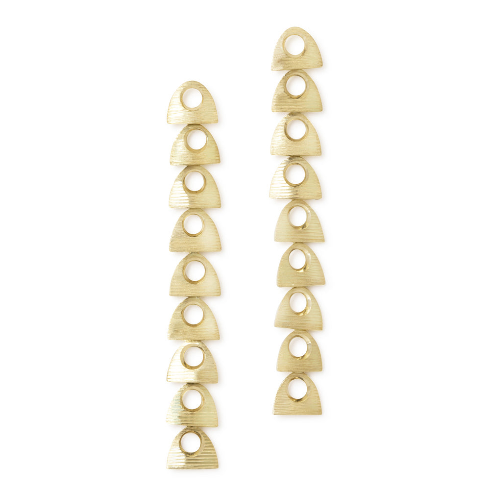 Herring earrings in 18ct gold with deep textured surfaces by Sarah Herriot.