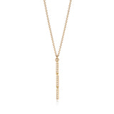 Bamboo jointed drop necklace in 18ct gold with white diamonds by Sarah Herriot.