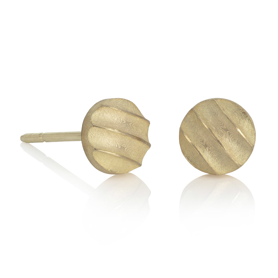 Lunar stud earrings in 18ct gold by Sarah Herriot.