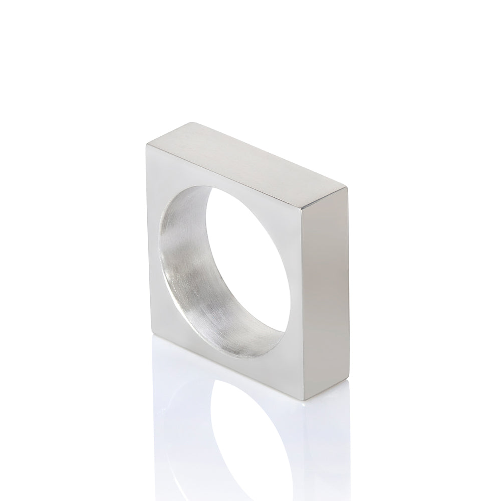 Cube ring in silver by Sarah Herriot.