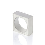 Textured cube ring in silver by Sarah Herriot.