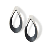 Mirror twist earrings in silver with oxidised sections by Sarah Herriot.