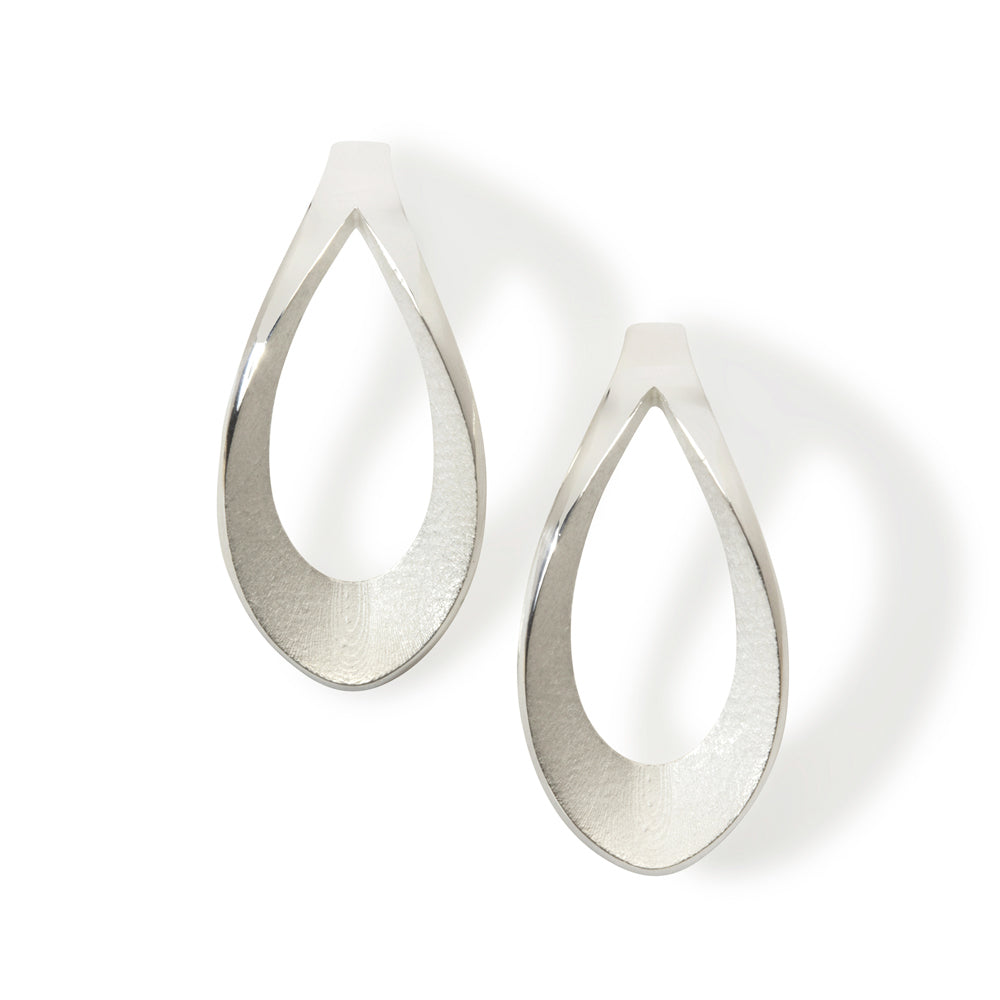 Mirror twist earrings in silver by Sarah Herriot.