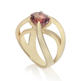 18ct gold papillion ring in 18ct gold with oval pink tourmaline by Sarah Herriot.