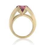 18ct gold papillion ring in 18ct gold with oval pink tourmaline by Sarah Herriot.