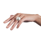 Plain egg ring is a beautifully ergonomic shaped hollow egg. This ring is part of the egg series of rings by Sarah. Plain egg ring by Sarah Herriot.