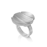 Shattered disc ring in silver by Sarah Herriot.