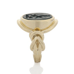 Signet ring in 18ct gold with engraved bloodstone by Sarah Herriot.