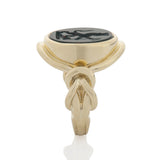 Signet ring in 18ct gold with engraved bloodstone by Sarah Herriot.