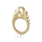 18ct gold ring made from single looping thread, a modern take on an eternity ring.  Acrobat ring by Sarah Herriot.