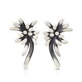 Splash stud earrings formed of a lyrical burst of oxidised silver. Splash earrings by Sarah Herriot