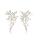 Splash stud earrings formed of a lyrical burst of soft textured silver. Splash earrings by Sarah Herriot