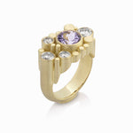 Staffa ring in 18ct gold with clients own tanzanite and diamonds by Sarah Herriot.