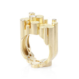 Magnificent staffa ring formed of columns of 18ct gold and a scatter of white diamonds. Based on the island of Staffa and its basalt rock formations.  Staffa ring by Sarah Herriot.