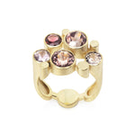 Staffa ring in 18ct gold with vibrant mauve sapphires. Staffa ring by Sarah Herriot.