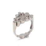Constellation staffa ring formed of undulating columns of platinum and a scatter of white diamonds. Staffa ring by Sarah Herriot.