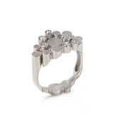 Constellation staffa ring formed of undulating columns of platinum and a scatter of white diamonds. Staffa ring by Sarah Herriot.