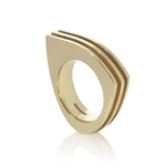 18ct gold slim escalator ring by Sarah Herriot.