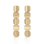 Tile drop earrings formed of linked squares with curved faces in18ct gold with a deep textured finish. Tile drop earrings by Sarah Herriot