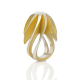 Twist and shout ring in silver with gold plated interior by Sarah Herriot.